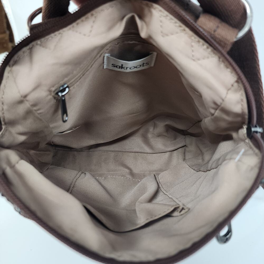 Sakroots Purse Artist Circle Sienna Backpack Crossbody Bag Brown Convertible Rea - Picture 7 of 12